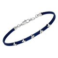 Bracciale cavetto in acciaio PVD blu con semilavorati e Diamante Naturale 0,015 ct