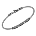 Bracciale in acciaio con semilavorati in argento 925 (gr. 3.65) colore rutenio e Swarovski nero