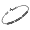 Bracciale in acciaio con semilavorati in argento 925 (gr. 4.80) colore rutenio