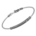 Bracciale in acciaio con semilavorati in argento 925 (gr. 4.00) colore rutenio e Swarovski bianco